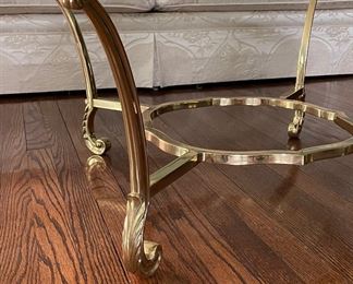 Vintage Labarge Scalloped Brass & Glass Coffee Table. Measures 42ʺW × 42ʺD × 16.5ʺH. Photo 2 of 3.