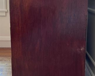 Antique Flame Mahogany Chest of Drawers with Brass Pulls & Bracket Feet. Circa 1750s. Measures 38” W x 20” D x 35” H. Photo 2 of 4.