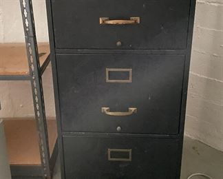 Black Metal File Cabinet.