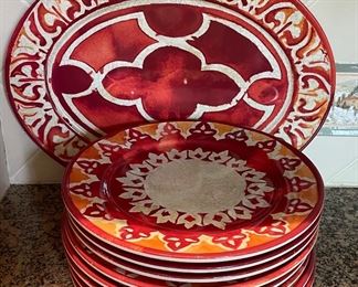 Set of 8 Melamine Dinner and Salad Plates (Not Shown).