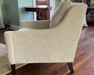 Neutral Upholstered Club Chair - 2 Available. See Next Photo for True Color. Each Measures 26.5” W x 36” D. Photo 2 of 3.