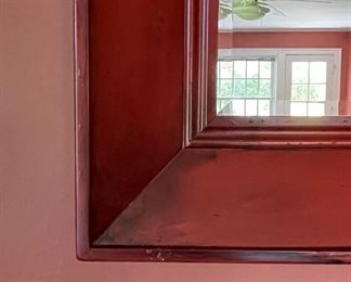 Pottery Barn Oxblood Painted Wood Frame Mirror. Measures 30” x 42.” Photo 2 of 2.