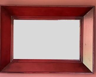 Pottery Barn Oxblood Painted Wood Frame Mirror. Measures 30” x 42”. Photo 1 of 2.