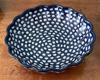 Polish Porcelain Bowls, Peacock Eyes Pattern - 2 Available. One Measures 9" D; One Measures 7.5" D. Photo 2 of 3.