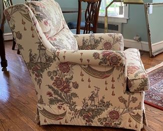 Designer Upholstered Club Chair in Chinoiserie Print. Photo 2 of 2.