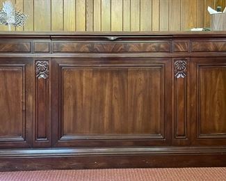 Executive Mahogany Desk with Tooled Leather Top. Measures 72” W x 36” D. Photo 3 of 5.
