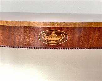 Demi-Lune Entry Table / Console with Satinwood Inlay. Measures 39.5" W x 12" D x 32" H. Photo 3 of 4.