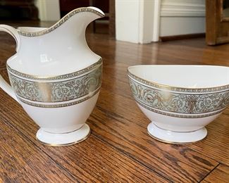 Royal Doulton English Renaissance China Set:
12 Soup Bowls, 10 Salad Plates, 8 Dinner Plates, 12 Bread & Butter Plates, 12 Cup & Saucers and 10 Serving Pieces. Photo 5 of 6.