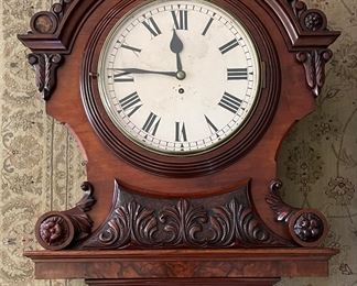 Antique Mahogany Regency Wall Clock Case in Working Condition.