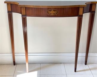 Demi-Lune Entry Table / Console with Satinwood Inlay. Measures 39.5" W x 12" D x 32" H. Photo 1 of 4.