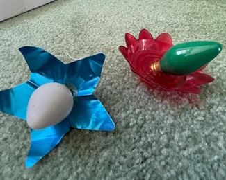 Vintage Christmas Lights & Foil Flower Light Reflectors, 1960s. Photo 2 of 2.