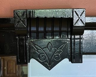 Vintage Ebonized Wood Mirror. Measures 25" W x 52" H. Photo 2 of 2.