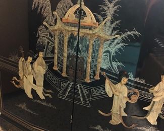 Asian Black laquer credenza