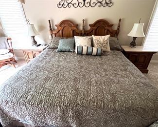 King size bed cover with matching shams,
King sheet set and 2 mattress covers