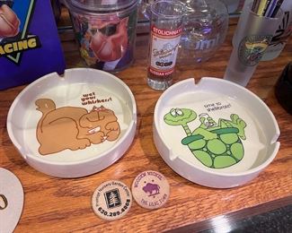 Wet Your Whiskers and Time To Shellibrate ashtrays 