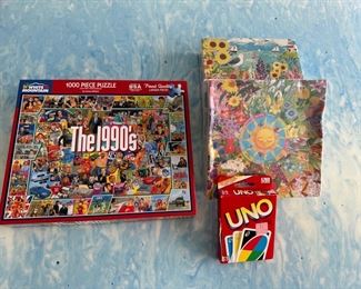 3 Jigsaw puzzles and Uno 