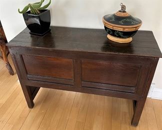 Antique wooden chest from Belgium 44" w x 15.5" d x 30" t 