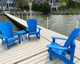 CR Plastics 2 Adirondack chairs, side table and rocker 