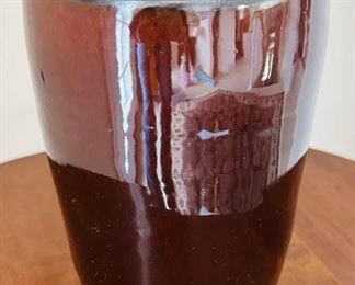 Brown Pier I clay vase 9" tall 