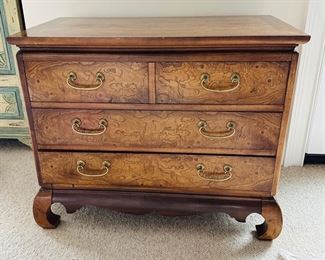 Lane burl wood 4-drawer chest 32"w x 17.5" d x 26" t 