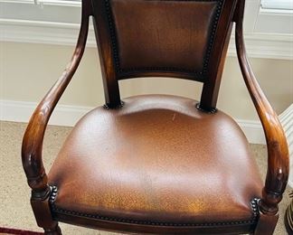 Vintage leather and wood side chair 