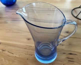 Blue acrylic pitcher 10.5" t 