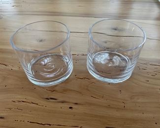 2 clear glass bud vases 4" t x 4.5" w 