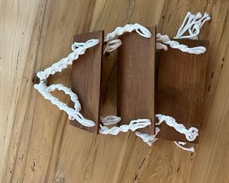 3-tier wooden macrame hanging shelf 26" 