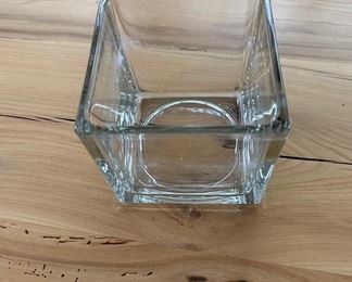 Glass bud vase 5" cube 