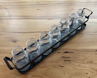 7 glass vase holder 18.5" long x 4" tall 