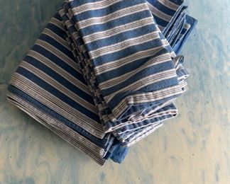 Blue and white striped placemats and napkins for 8 