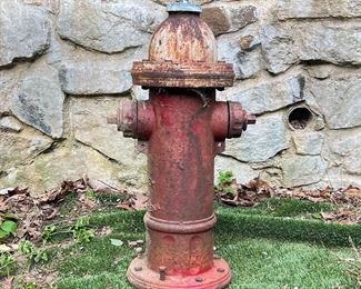 MUELLER CHATTANOOGA TENN FIRE HYDRANT | Red-painted fire hydrant, likely early to mid-20th century. - w. 18 in x h. 34 in in