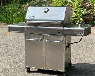 WEBER GENESIS GRILL | Stainless steel 3 burners plus a side burner, no propane tank - not tested. 