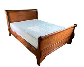 FULL-SIZE WOOD BED FRAME | Carved wood bed frame complete with headboard and footboard (most likely New Classic) and a like-new Beauty rest "Recharge" full-size mattress. - l. 86 x w. 64 x h. 45 in
*Buyer must take mattress*