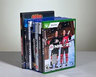 MIXED VIDEO GAME LOT | Includes: unopened copy of NHL 22 for the PS5, NHL 23 for Xbox One, NHL 22 for PS5 in GTA 5 box, Madden 22 for PS5 inside NBA 2K22 box, Marvel Spider-Man for PS4 inside Miles Morales box, The Mortal Instruments; City of Bones on Blu-Ray & DVD, and Hip Hop Abs DVD.