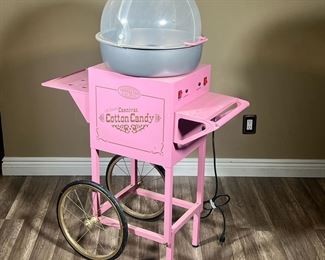 NOSTALGIA COLLECTIONS CARNIVAL COTTON CANDY MACHINE | Cotton Candy Cart with wheels. - l. 33 x w. 16 x h. 53 in