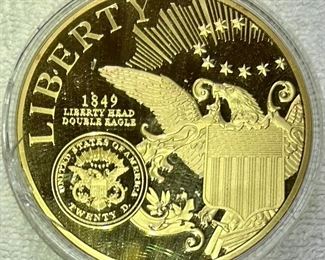 SST365 - 1849 Liberty Head Double Eagle Proof Coin. 24k Gold LAYERED