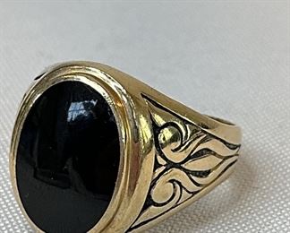 mens 14k gold onyx ring