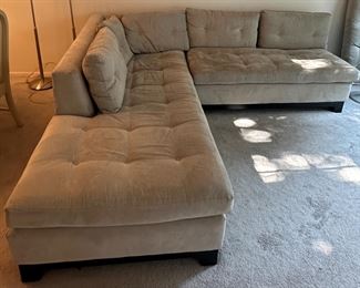 excellent condition grey / beige sectional sofa - includes extra seat cushion