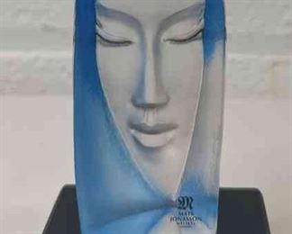 Mats Jonasson Maleras Carved Blue Mask Glass