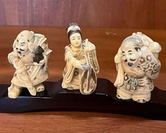 MMS078- Seven Gods of Good Fortune Netsuke Figurines