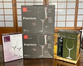 MMS129 Four Boxes Of Wine Glasses New