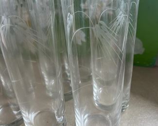 MMS142- 12 Etched Glass Drinking Glasses