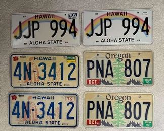 MMS182- (6) License Plates(Hawaii & Oregon)