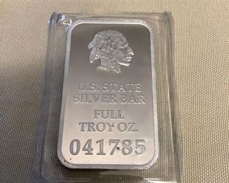 MMS310 US State Silver Bar Full Troy OZ.