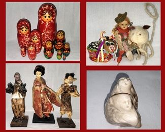 Dolls and Double Headed Marble Piece 