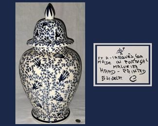 Large Hand Painted Delft Ginger Jar 