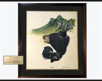 Large Ray Harm Signed Black Bear Print 