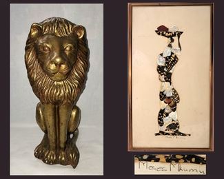 Lion and Signed Butterfly Wing Art 