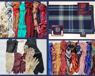 Lovely Selection of Scarves Tap Air Portugal Airline Blanket and Vintage Gloves 